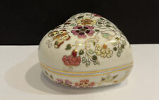 Heart Shaped Trinket Box Hand Painted Pink Butterfly Designer Zolzney Porcelain picture