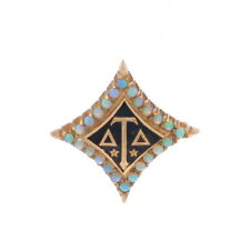 Yellow Gold Delta Tau Delta Sweetheart Badge - 14k Opal Vintage Fraternity Pin picture