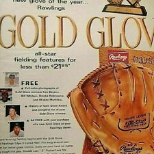 1967 RAWLINGS GOLD GLOVE Baseball Mitt photo vintage print Ad picture