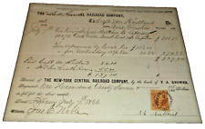 JULY 1866 NYC NEW YORK CENTRAL RAILROAD FREIGHT BILL WATKINS ALBANY NEW YORK picture