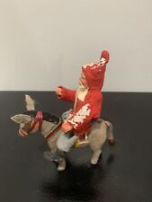 Antique Clay/Composition Belsnickle Santa Ride Felt German Donkey Harness/Saddle picture