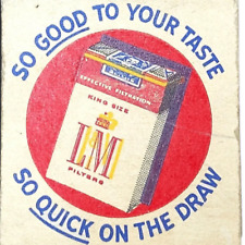 Vintage 1960s LM Filters King Size Cigarette Matchbook Cover Tobacco Advertising picture