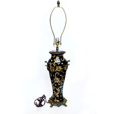 Black Lacquer Gold Scroll Leaf Hand Painted Asian Oriental TABLE LAMP 34