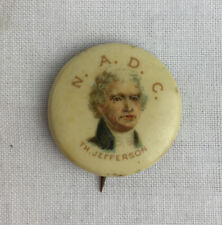 RARE 1896 National Assoc of Democratic Clubs Thomas Jefferson Pinback Button picture
