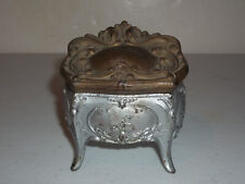 Vintage Art Nouveau Footed Gold Tone Jewelry Casket JB Jennings Brothers #1298 picture