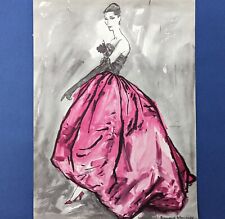 Magazine ORIGINAL D/S PRINT AD - L'officiel March 1956  GIVENCHY Evening Gown picture