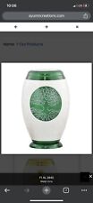Elegant Medium Size Ceramic And Metal Urn Green And Cream 10.5 Inches New picture