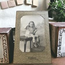 Rare Adorable Girl W/Button Up Shoes & Period Phone Antique Cabinet Card Photo picture