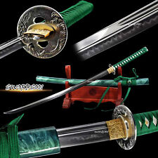 Lucky Green Japanese Sword T10 Steel Clay Tempering Real Hamon Unokubitsukuri picture