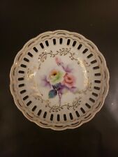 Vintage Pierced Porcelain Round Trinket Dish Bowl Reticulated Floral Japan 5