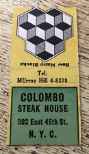 1950s60s Colombo Steak House N.Y.C. How Many Blocks Murray Hill Matchcover  picture