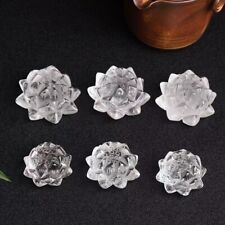 2pc Natural white crystal Quartz hand Carved lotus flower Crystal Healing Reiki picture