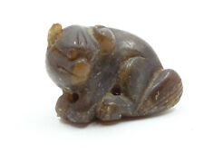 VINTAGE EARLY 20c CHINESE EXPORT HONGSHAN NEOLITHIC STYLE AGATE CARVED BEAR  picture