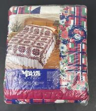 VTG NOS Value Plus K-Mart Full Twin Blanket Country Quilt Nylon Trim Red Blue picture