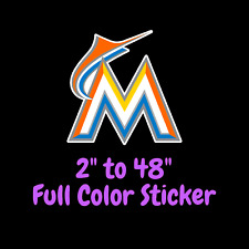 Miami Marlins Full Color Vinyl Decal | Hydroflask decal | Cornhole decal 4 picture