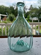 Midwestern or Pittsburgh 16 Vertical Rib Aqua Pontiled Club Bottle C. 1820 picture