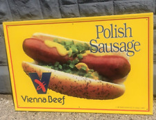 NOS Vienna Vintage Polish Sausage Metal Tin Sign 23x35 Advertising Chicago Beef picture