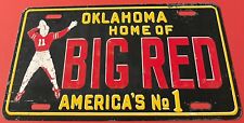 Vintage University of Oklahoma Home of Big Red Booster License Plate STEEL picture