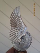 rare vintage flying tire hotrod car hood ornament   chrome plated picture