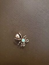 VINTAGE Navajo Marked Sterling Turquoise 3D Lightening Bug Pin Brooch picture