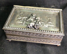 Super  james tufts cherubs dog figural Victorian Jewelry Casket Box silverplate picture