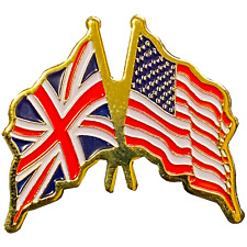 M-27 UK and American Flag lapel pin USA UK British England Crossed Flags picture