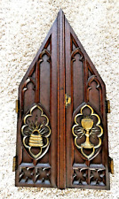 Antique french neo gothic wood carved tabernacle door plaque religious picture