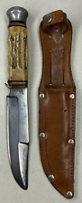 Vintage York Cutlery Solingen Germany 512 Fixed Blade Knife & Leather Sheath picture