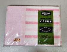 Vintage Sleepy Time Brand Cotton Pillowcase Set - Pink Stripes picture