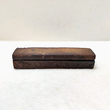 19C Vintage Handcrafted Wooden Pen Pencil Silver Inkwell Holder Box W530 picture