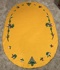 Vintage Sequins Felt Christmas Tree Fruit Tablecloth Hand Made **Exquisite** picture