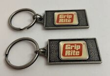 2 VINTAGE GRIP RITE KEYCHAINS, KEY RINGS. FASTENING SYSTEMS. picture