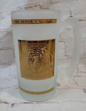 Vtg Siegfried & Roy Gold Embossed Tiger Mirage Las Vegas Frosted Tall Beer Stein picture