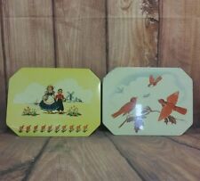 VINTAGE 1950's PRO-TEX METAL Dutch Boy Girl And Cardinals Table Coasters picture