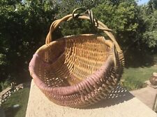 Buttock Basket LARGE With Handle Vintage Grapevine Twisted Wicker Rattan Woven picture