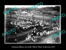 OLD 8x6 HISTORIC PHOTO OF COLCHESTER ILLINOIS VIEW OF THE MINERS PICNIC c1912 picture
