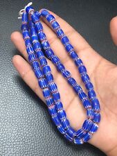 Antique Style Venetian Chevron Blue Glass Beads Strands 7.5mm picture