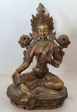 Vintage solid Bronze India Hindu Tara Deity Compassion & Salvation Figurine picture