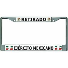 retirado ejercito mexicano mexican army logo chrome license plate frame usa made picture