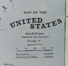 Vintage 1883 UNITED STATES of AMERICA Map 21