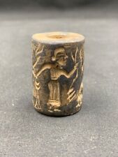 SUPER GORGEOUS SUMERIAN BLACK STONE CYLINDER SEAL stamp picture