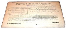 MARCH 1887 BOSTON & ALBANY RAILROAD FREIGHT RECEIPT WINCHENDON MASSACHUSSETTS picture