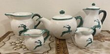 Gmundner Keramik 5 Piece Tea Set White/Green Stag Austria VTG Rare (sizes below) picture