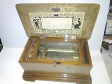 Antique Cylinder Music Box Multiple Songs Wooden Box Swiss Crank  picture