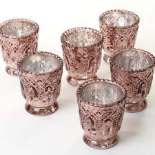 Antique Rose Gold Vintage Glass Candle Holder, 6ct picture