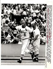 PF26 '72 Original Photo STAN MUSIAL HITS HOME RUN CARDINALS - YANKEES OLD TIMERS picture