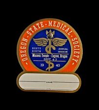 1940 Oregon State Medical Society Nametag Sample NOS picture
