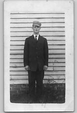 C1910-30 RPPC Postcard Young Man In Front of House Suit Fred Hardgrove Beaverton picture
