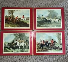 4-VTG Pimpernel Hunting Cork Placemats Made In England Hand Painted J F Herring picture