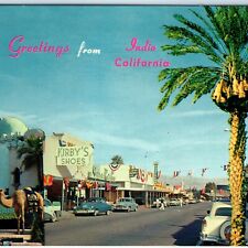c1950s Indio CA Greetings Chrome Manipulated Photo Postcard Downtown Main St A89 picture